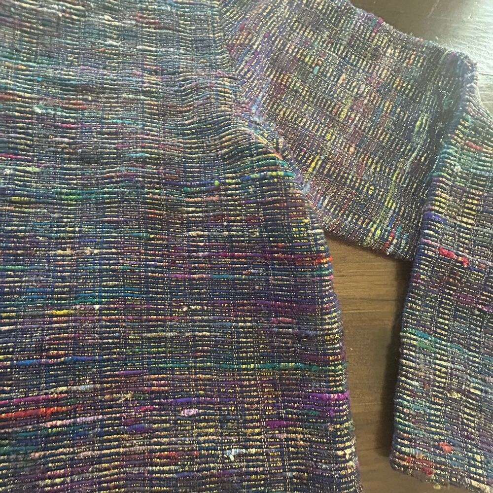 JM Collection Shirt Jacket Large Multi-Color Silk Metallic Textured‎ Shacket - Picture 9 of 10